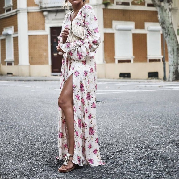 MANGO rushed maxi floral dress bloggers favorite zara competitor brand - Picture 4 of 16